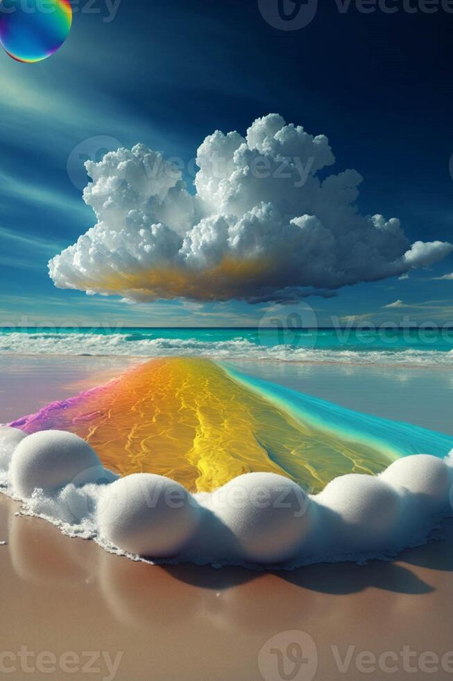 imagen de un arco iris en el playa. generativo ai. foto