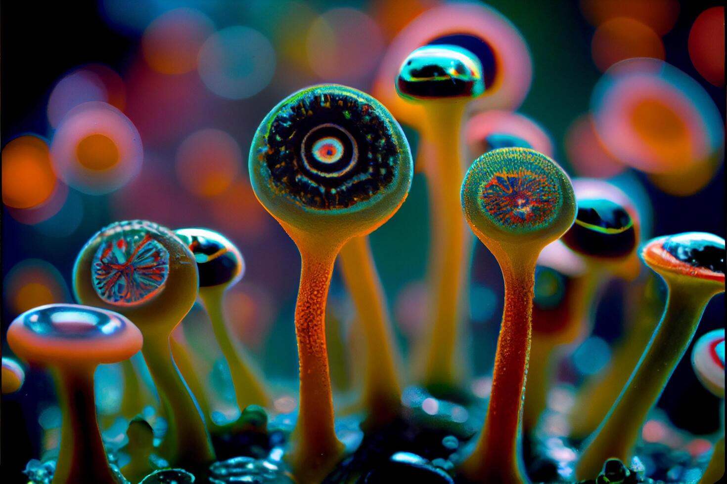 close up of a group of mushrooms. . photo