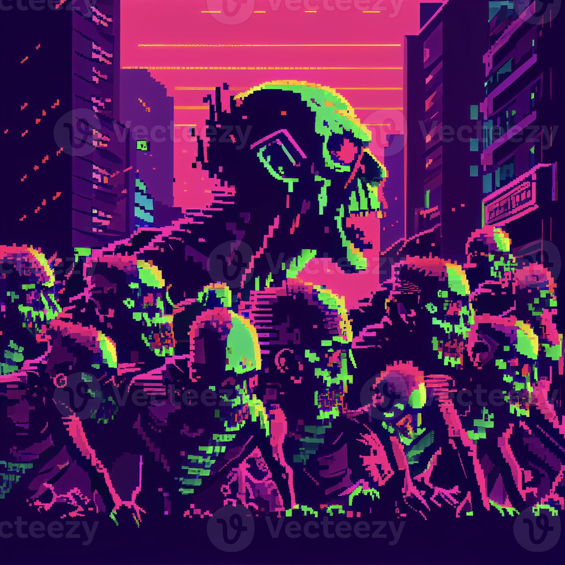 group of zombies standing in the middle of a city 23114867 Stock Photo