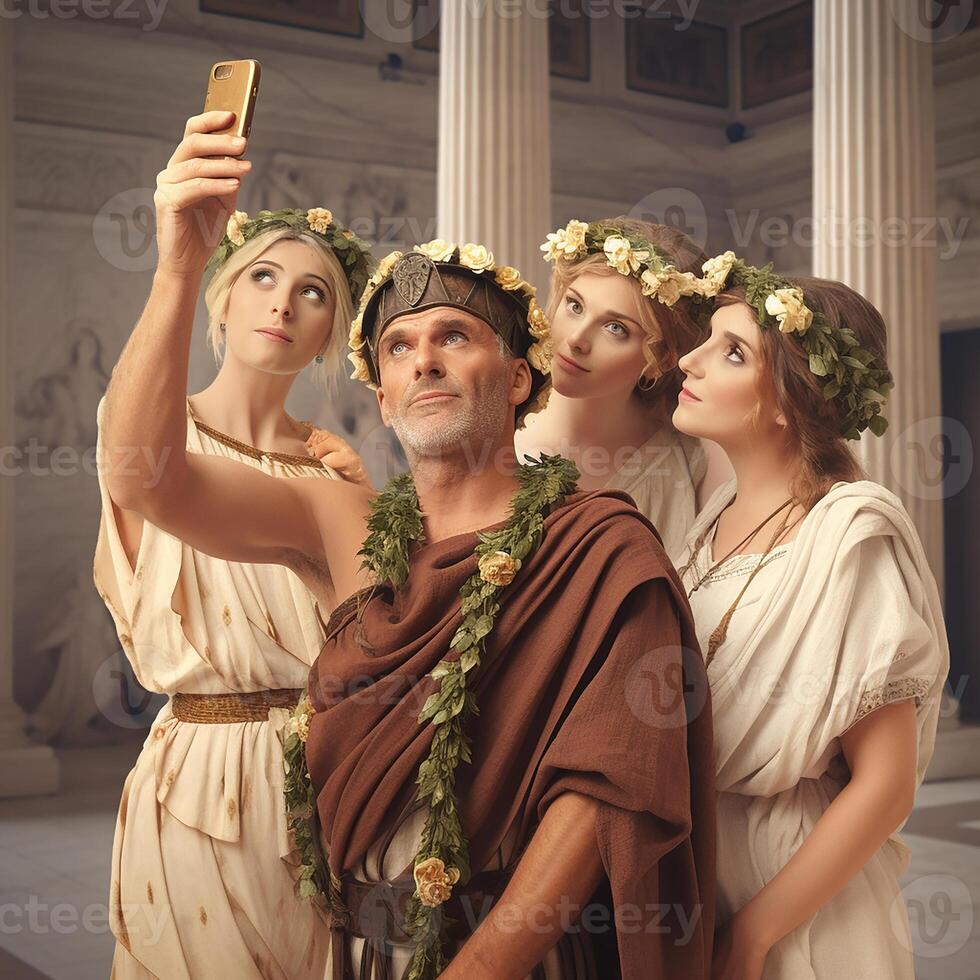 Caesar takes selfies with his girlfriends. . photo