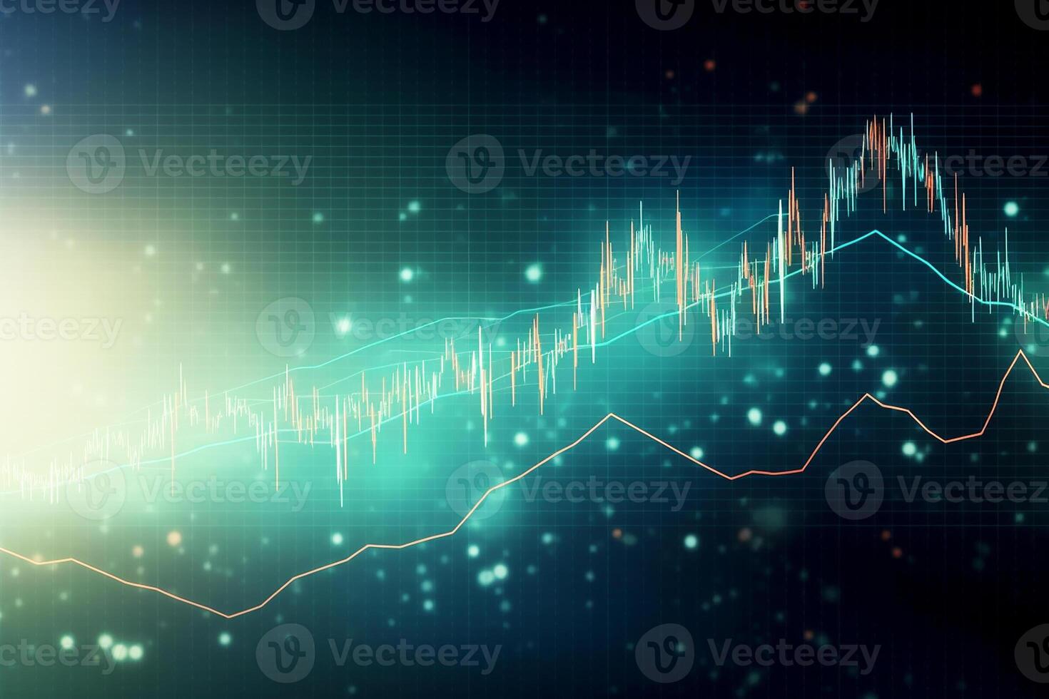 financiero grafico de el subir y otoño de citas en el valores intercambio. negocio antecedentes. generativo ai foto