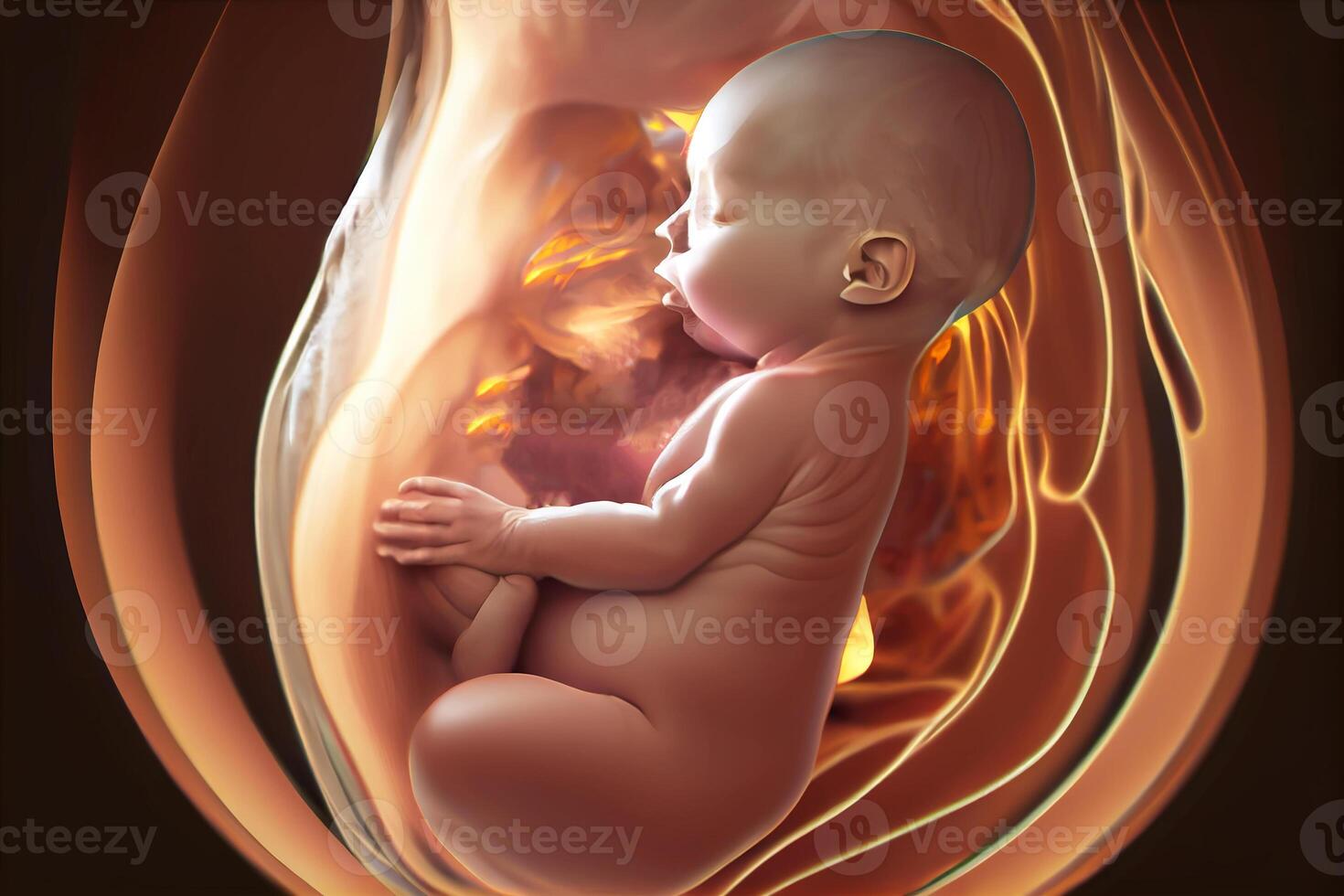 el bebé en el matriz. desarrollo. generativo ai foto
