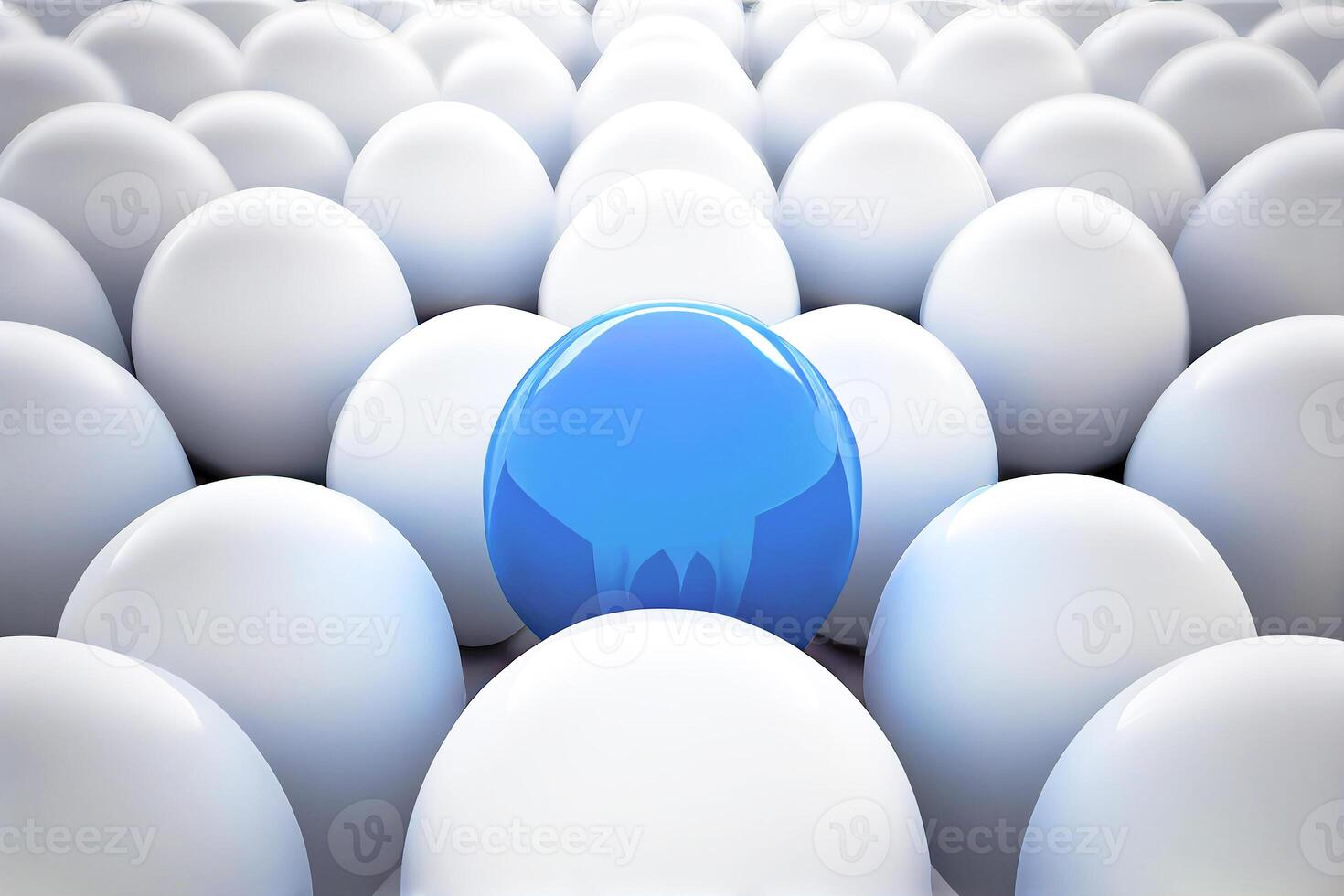 One Blue balloon and many white balls, the background. photo