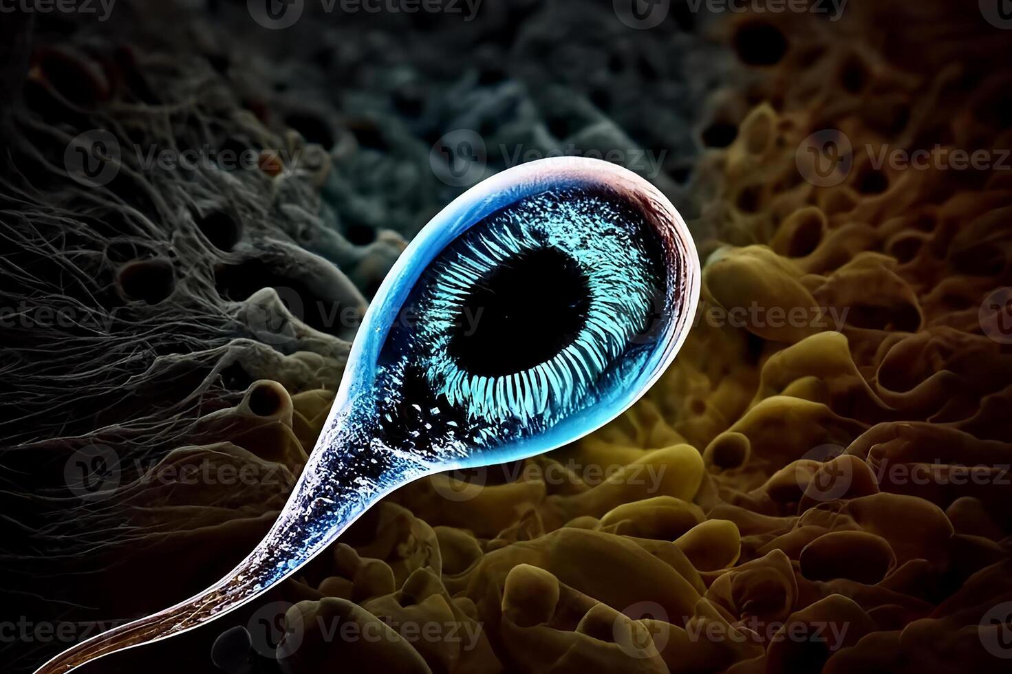 Sperm, the spermatozoon ovulates into the egg. photo