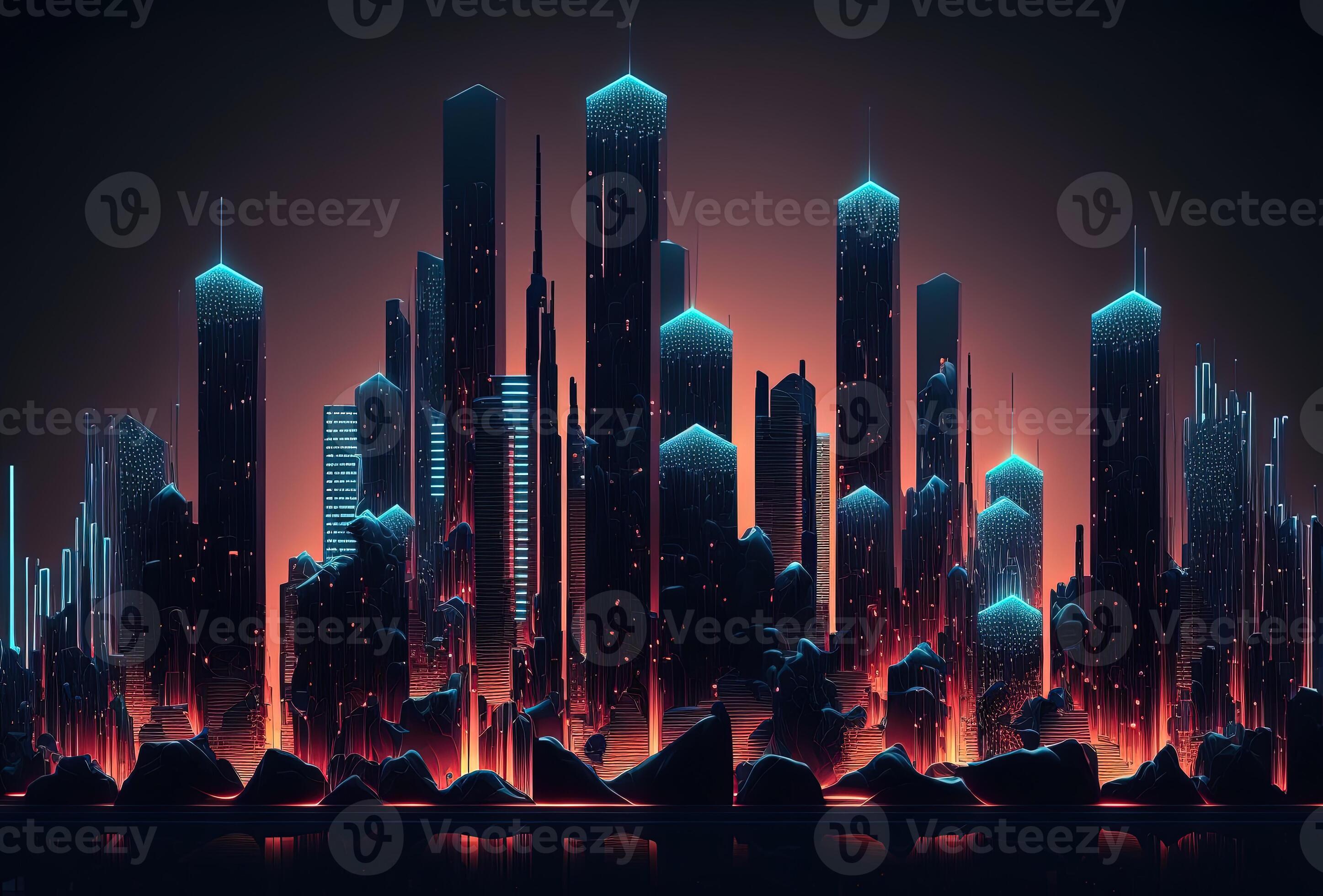 Neon Lit Metropolis Of The Future A Cyberpunk Inspired 3d Rendering  Background, Cyberpunk City, Future City, Futuristic City Background Image  And Wallpaper for Free Download