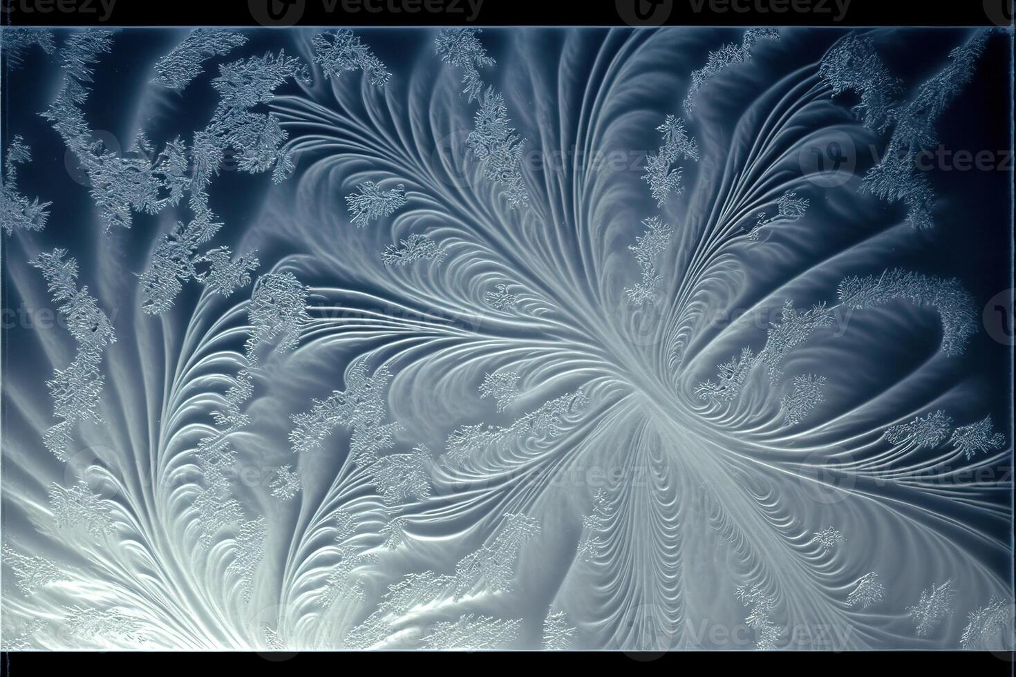 Frozen pattern on the window. Frosted glass in amazing elements. Winter crystal background texture. 3D render. . photo