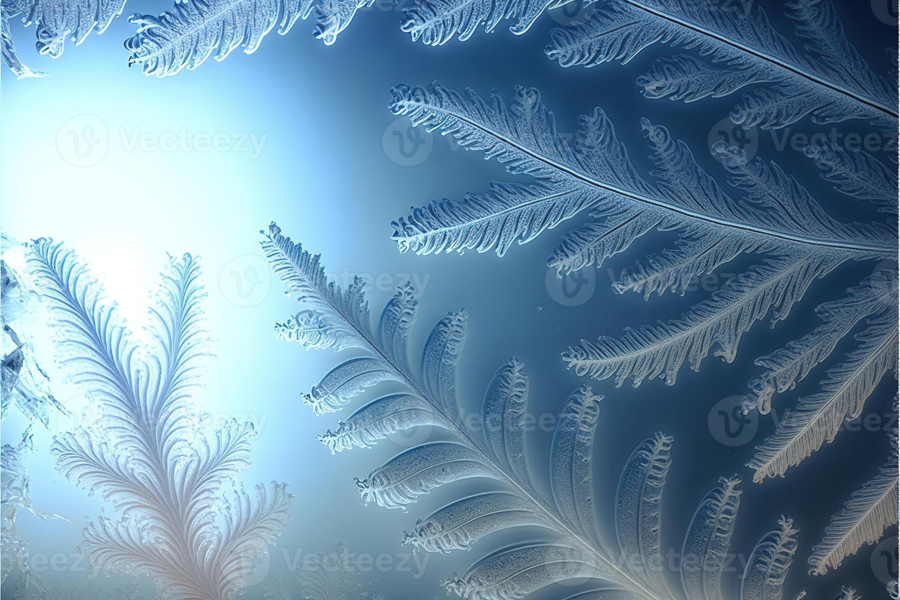 Frozen pattern on the window. Frosted glass in amazing elements. Winter  crystal background texture. 3D render. AI generated. 23115519 Stock Photo  at Vecteezy