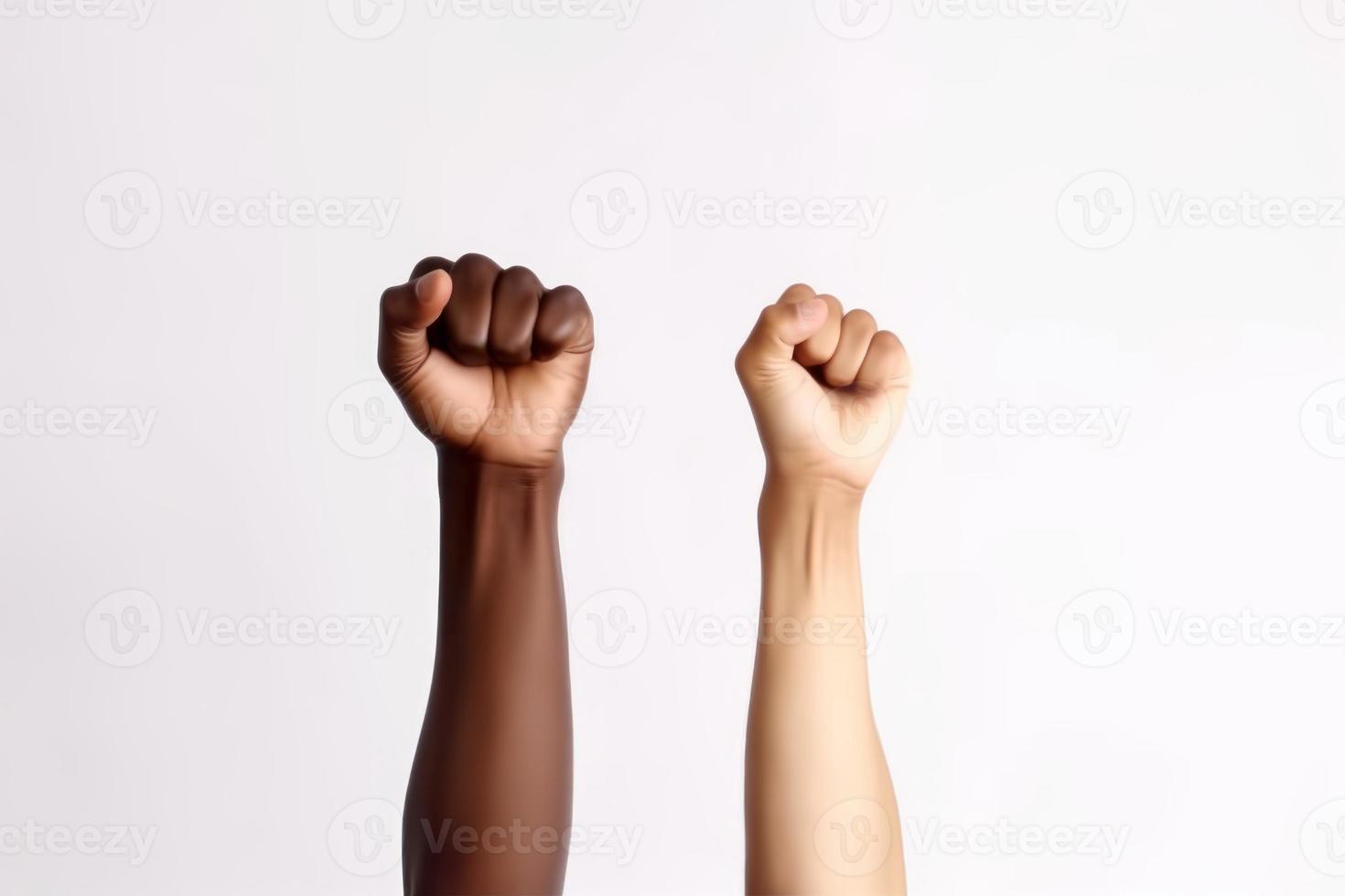 Hand fist raised equality. Generate Ai photo