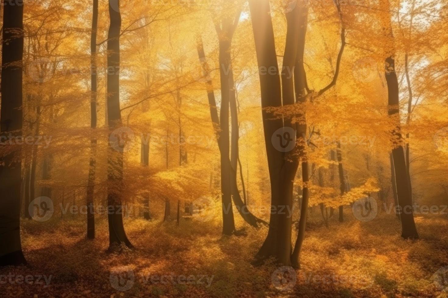 Autumn leaf tree scenery. Generate Ai photo