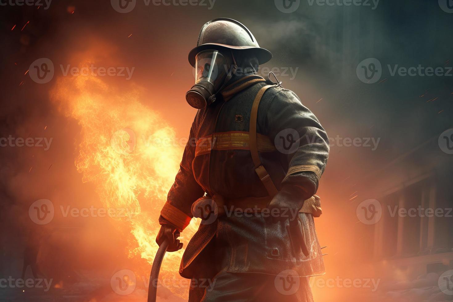 Fireman with helmet. Generate Ai photo