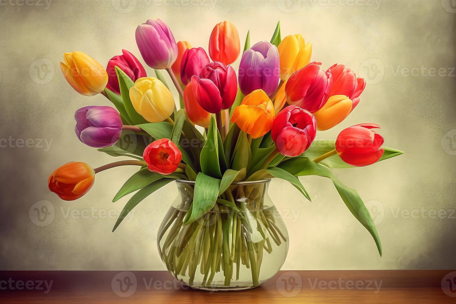 Tulip bouquet. Generate Ai photo