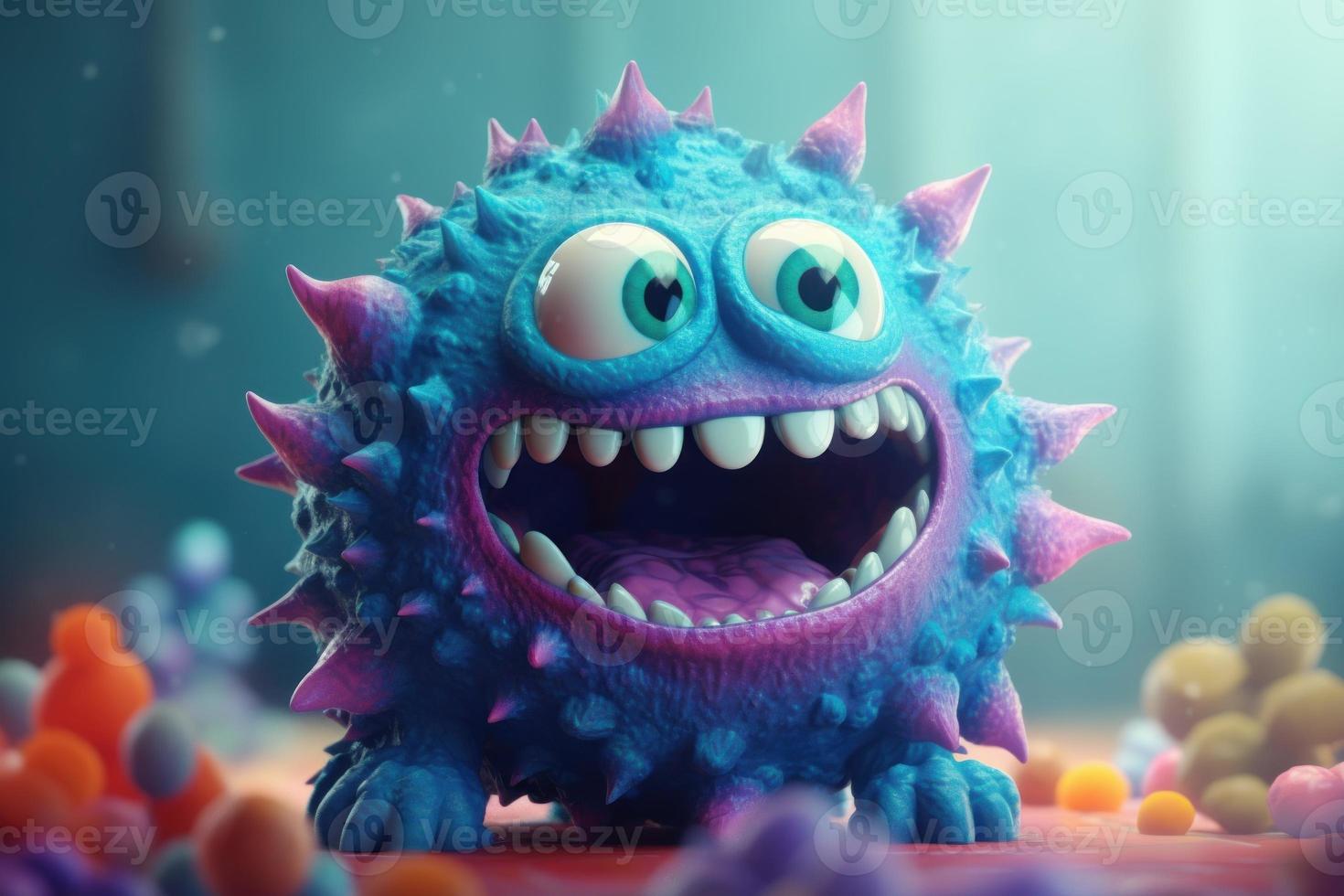 Fantasy blue virus. Generate Ai photo