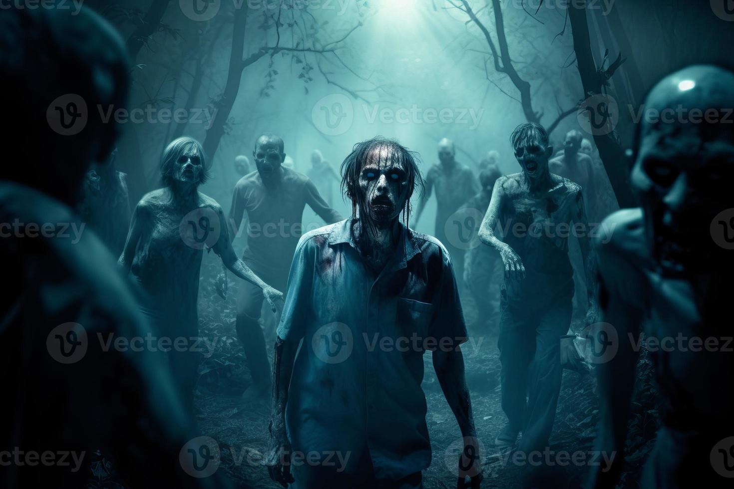 Zombies walking. Generate Ai photo