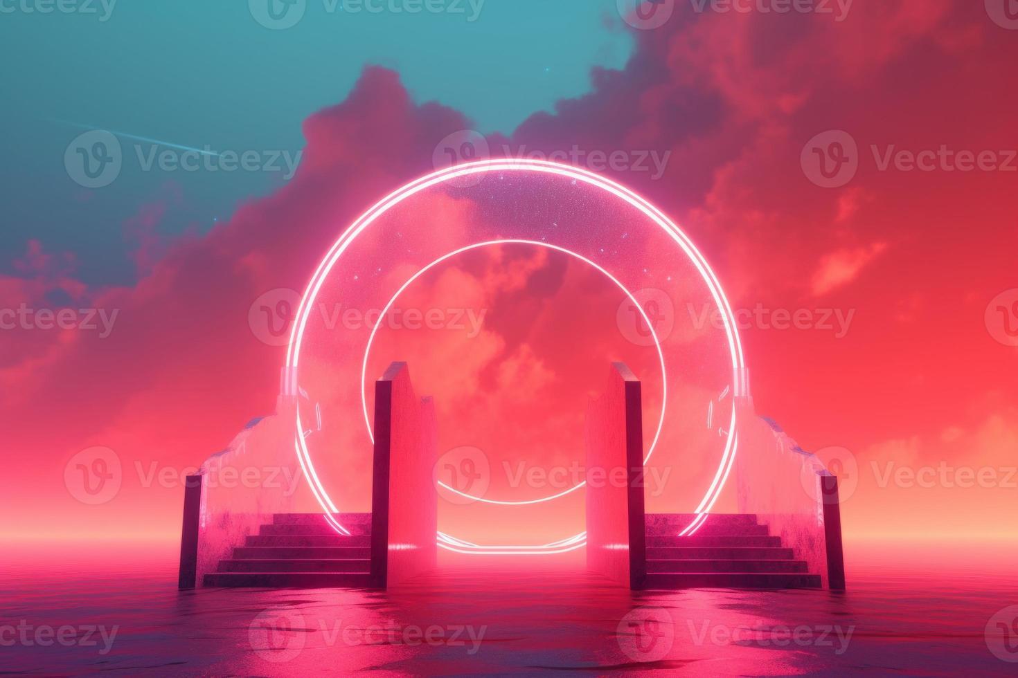 Round circle portal gate. Generate Ai photo