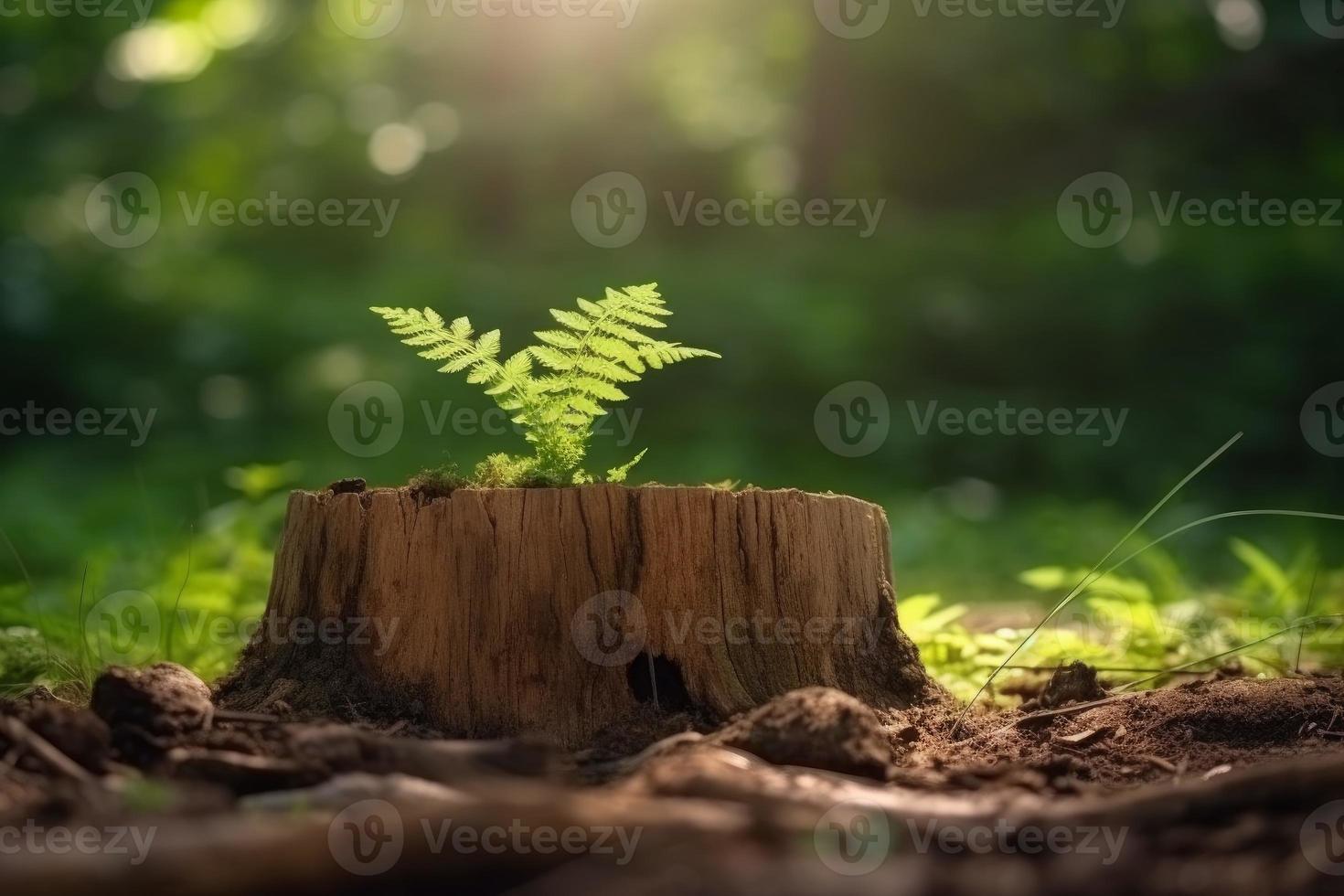 New tree on old stump. Generate Ai photo
