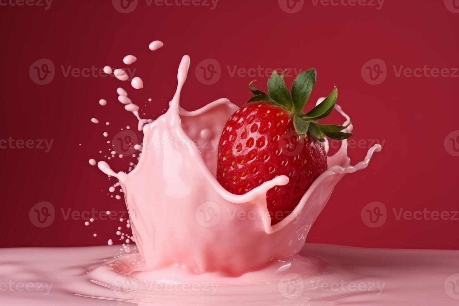 Strawberry milk splash. Generate Ai photo