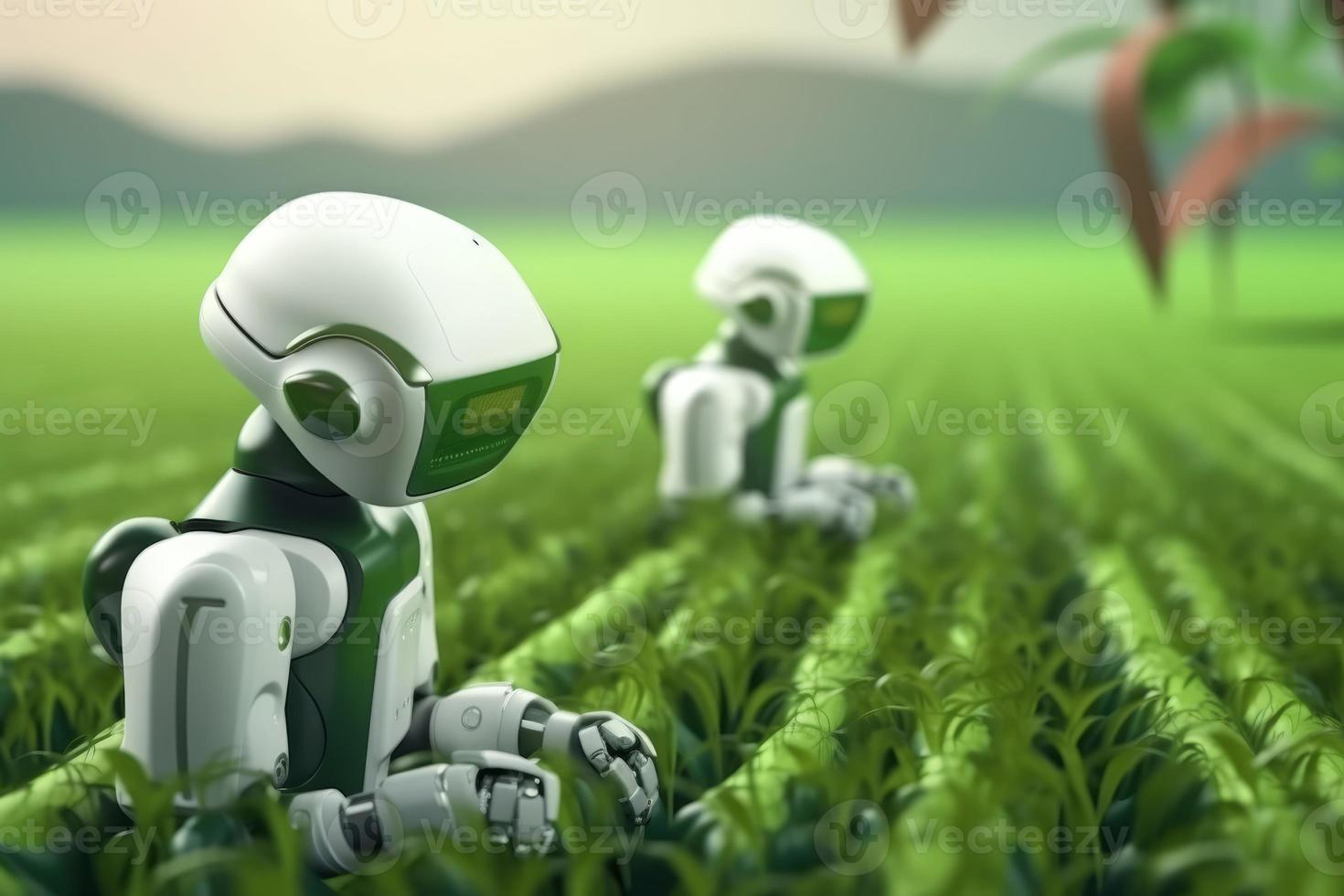 Robotic farmers field. Generate Ai photo