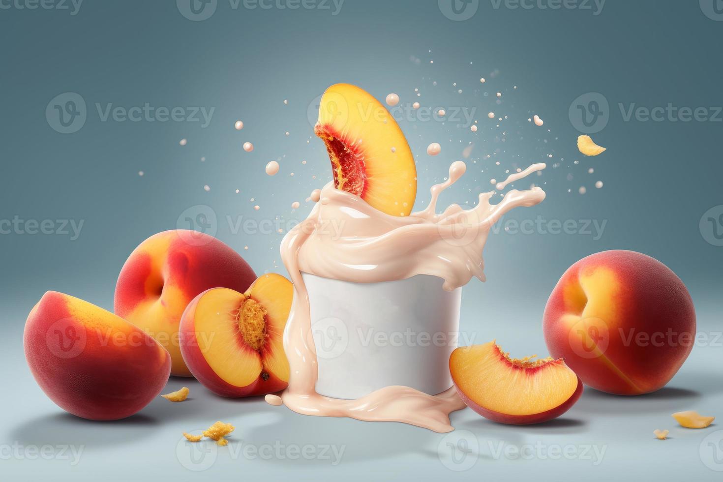 Peach yogurt food. Generate Ai photo