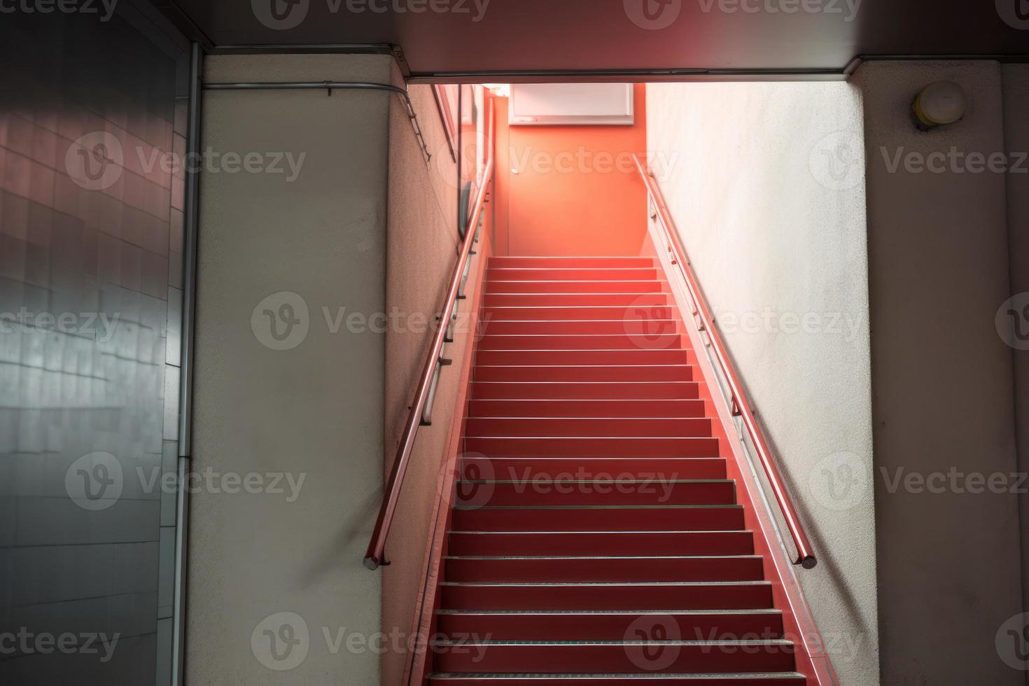 Red emergency staircase. Generate Ai photo