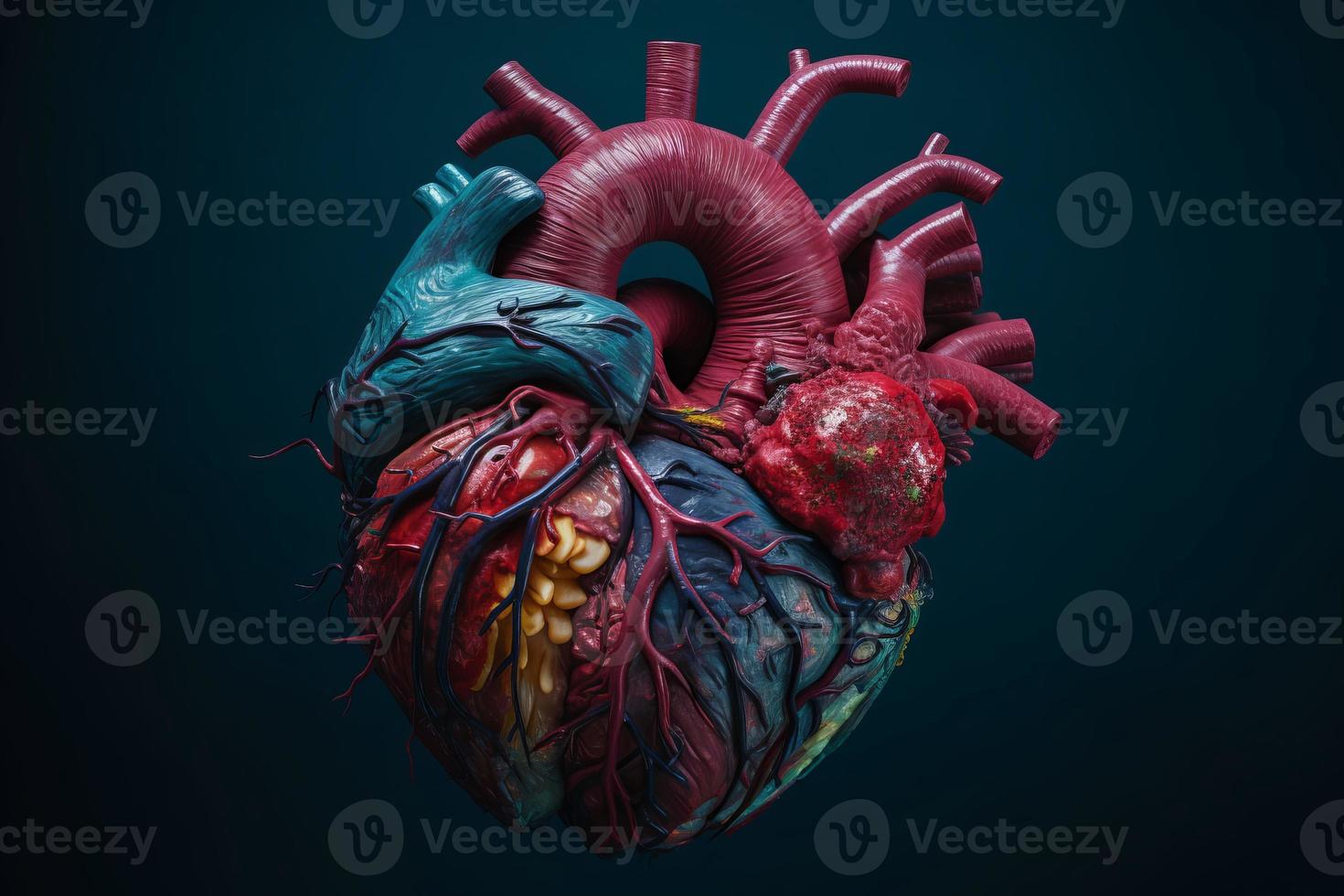 Blue red heart. Generate Ai photo
