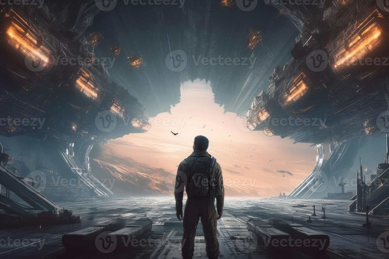 Man discovered new planet. Generate Ai photo