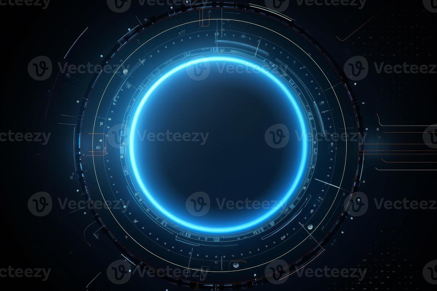 Neon industrial circle. Generate Ai photo