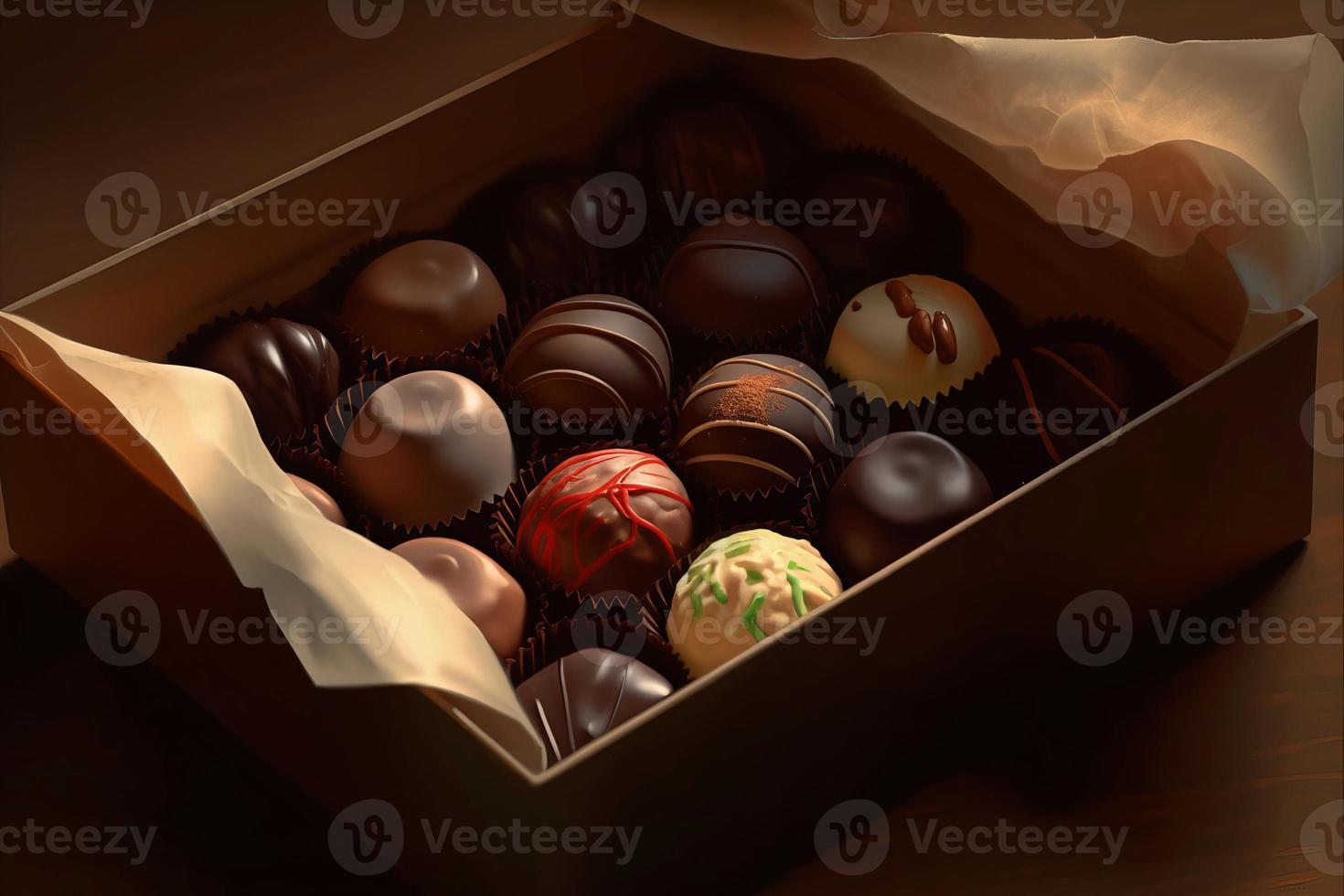 Chocolate box candies. Generate Ai photo