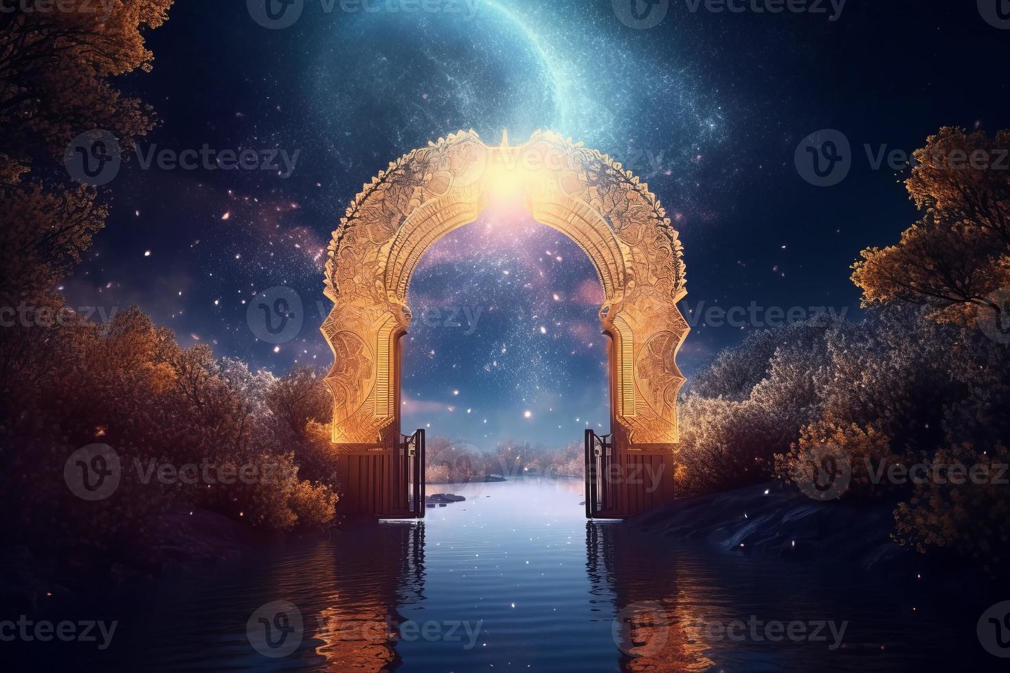 Gates to eternity river. Generate Ai photo