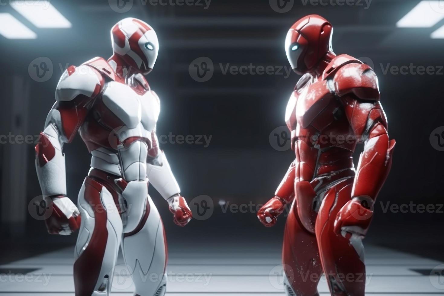Hero robot opposite. Generate Ai photo
