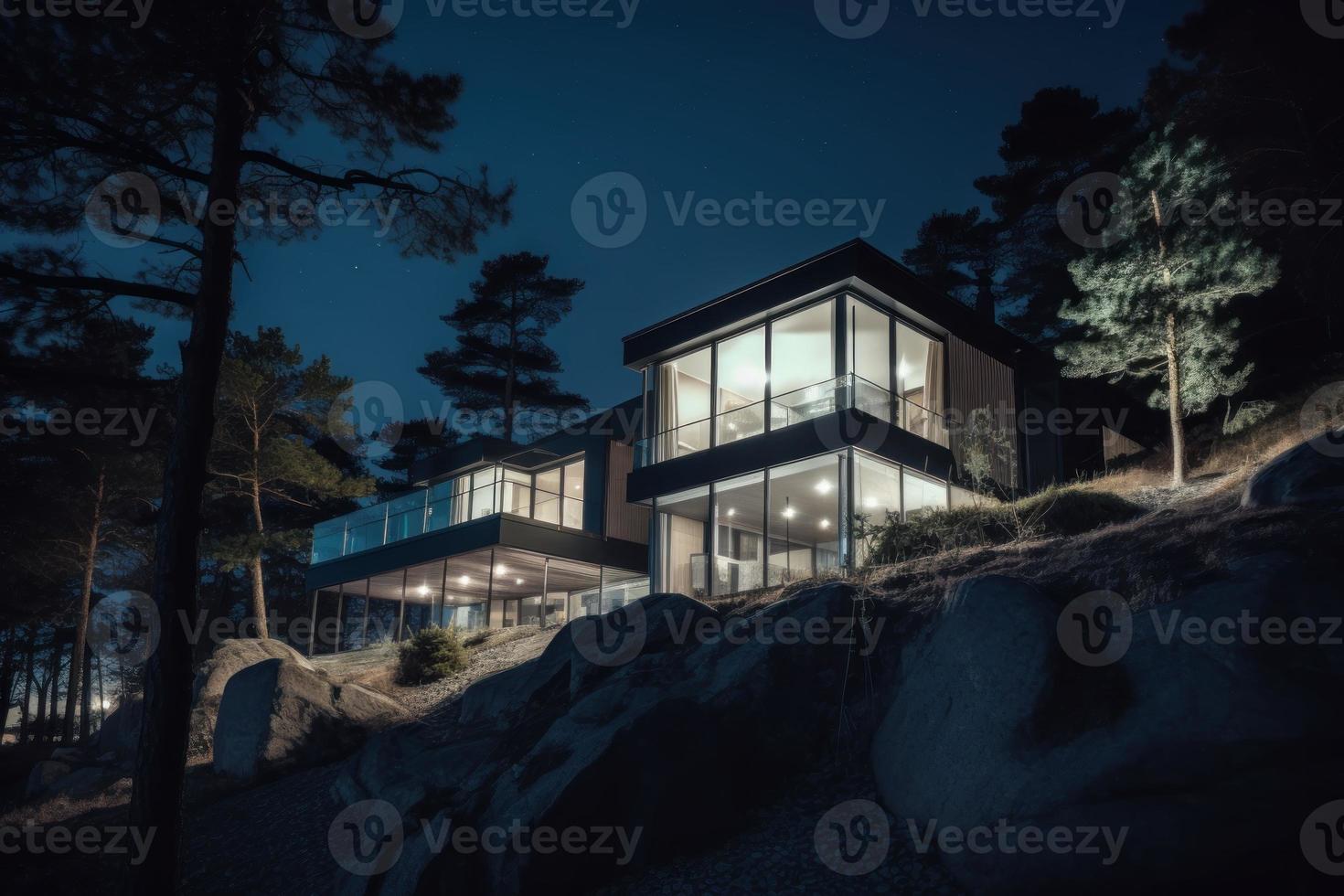 Wild nature house. Generate Ai photo