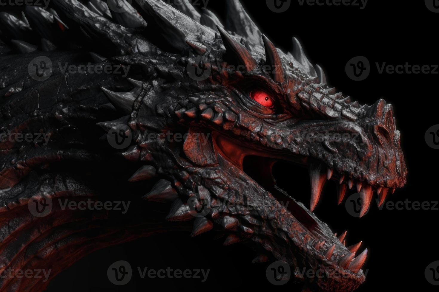 Dragon head closeup. Generate Ai photo