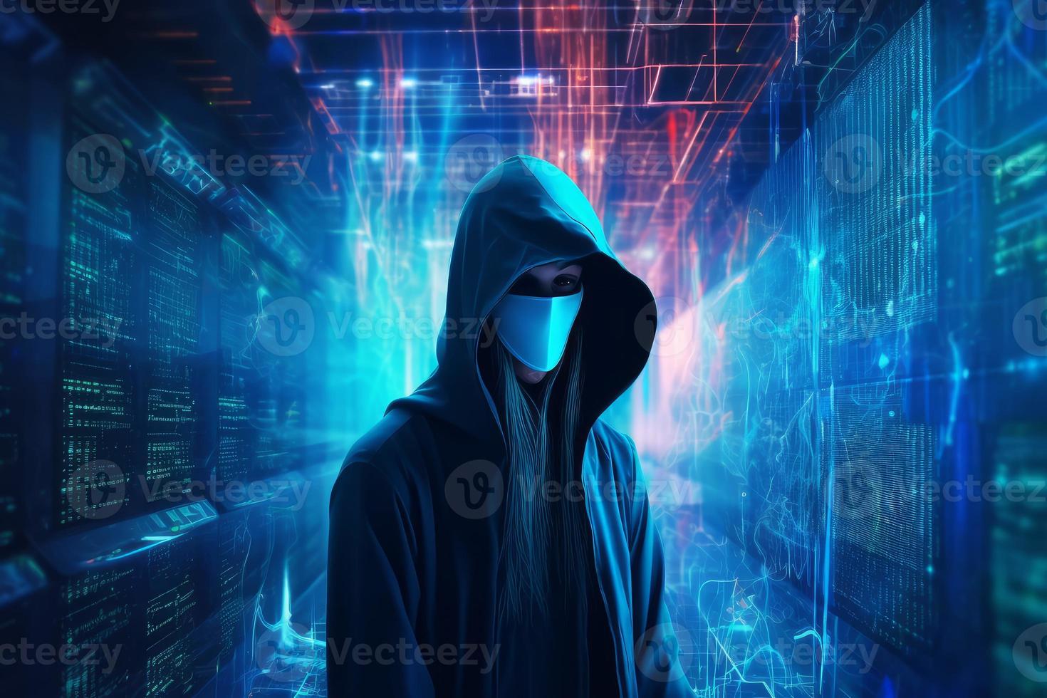 Anonymous hacker with mask. Generate Ai photo