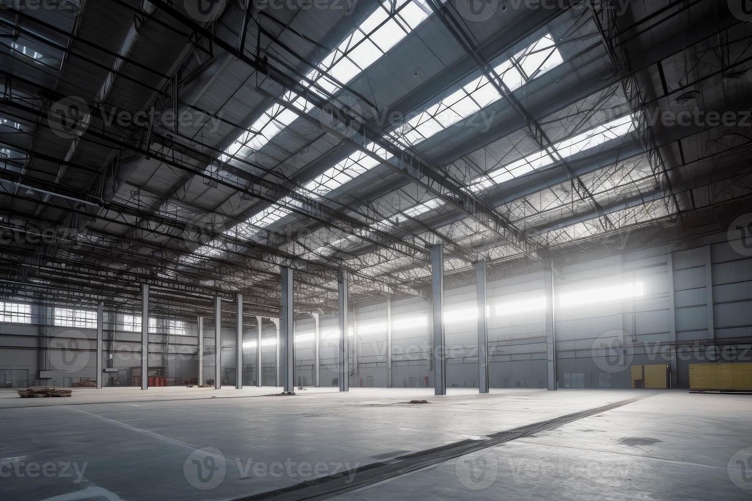 Steel construction factory interior. Generate Ai photo