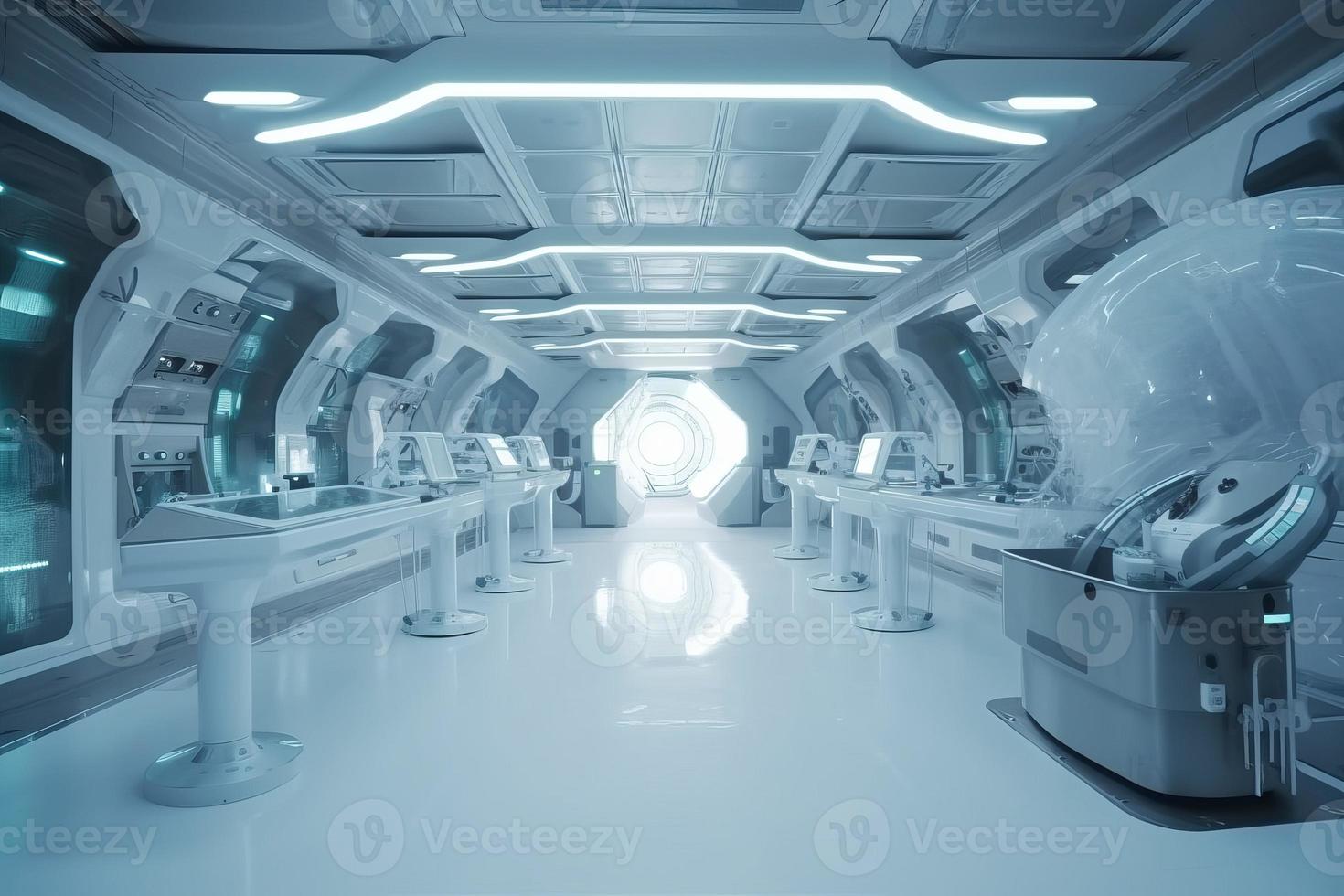 Futuristic light laboratory. Generate Ai photo