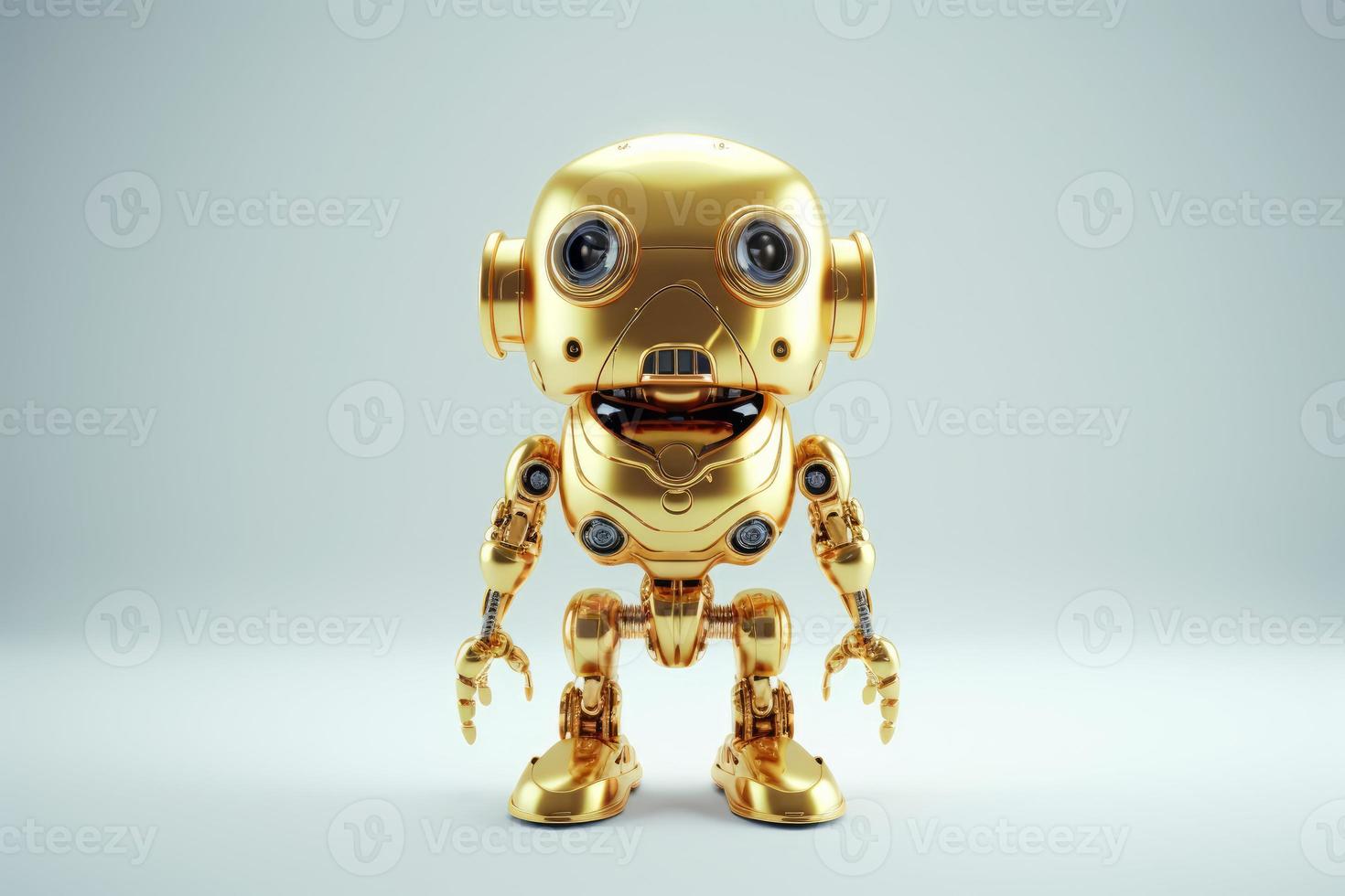 Funny golden robot. Generate Ai photo