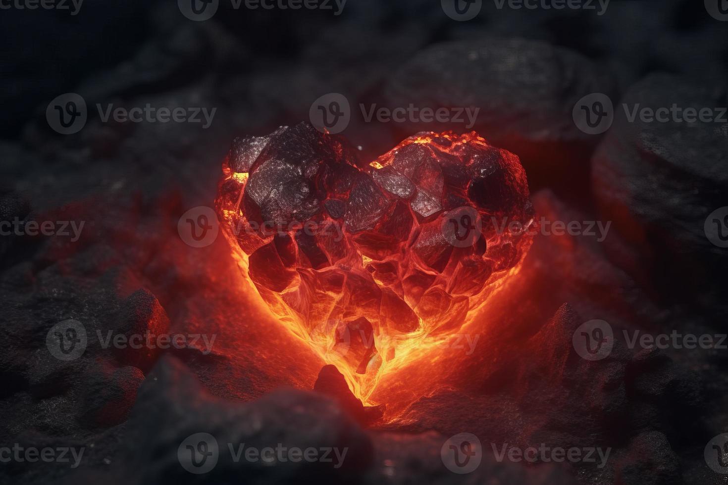 Heart burning in flames. Generate Ai photo