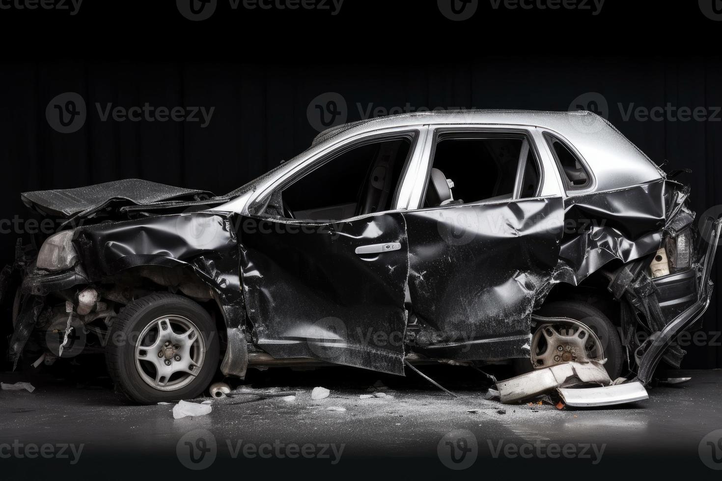Crashed car auto. Generate Ai photo