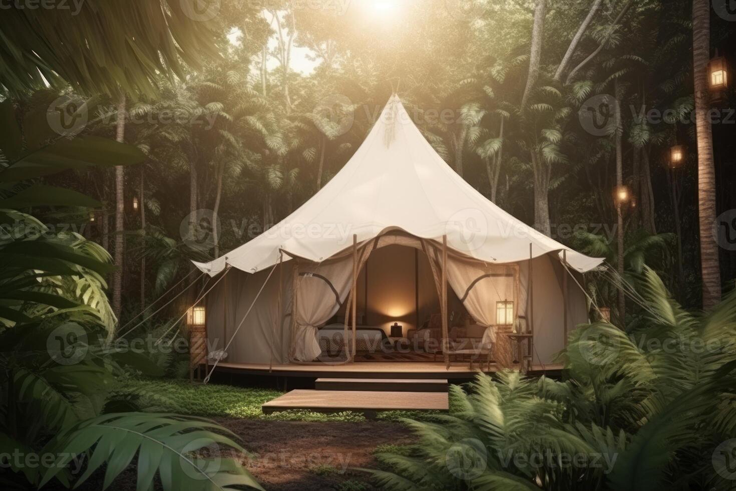 Glamping tent jungle. Generate Ai 23116107 Stock Photo at Vecteezy