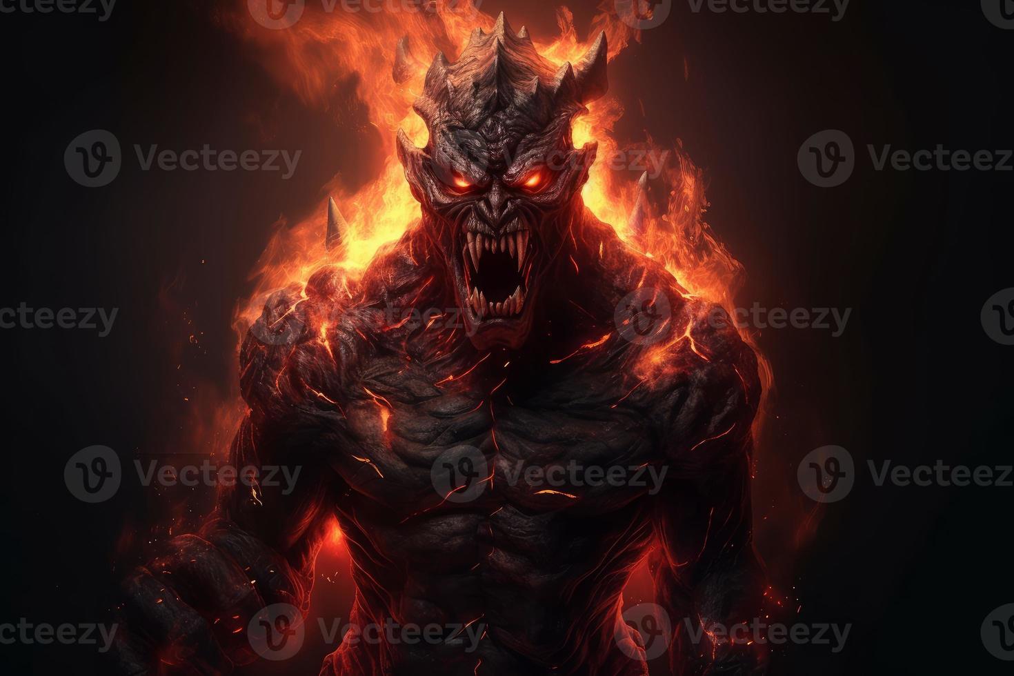 Dark fire monster. Generate Ai photo