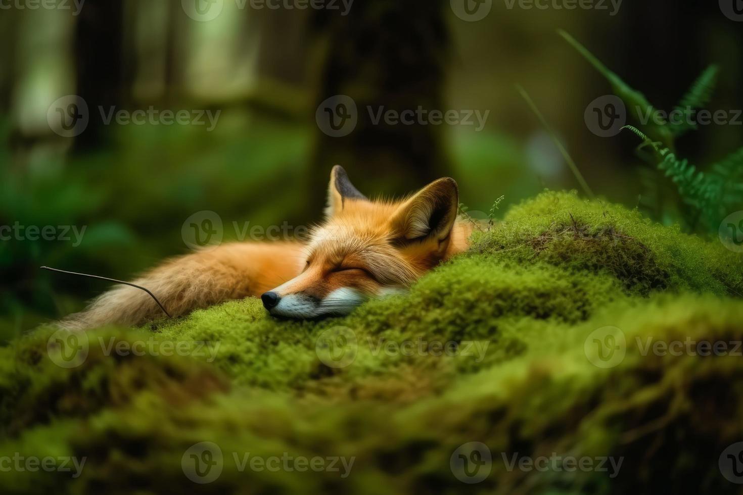Sleeping wild fox. Generate Ai photo