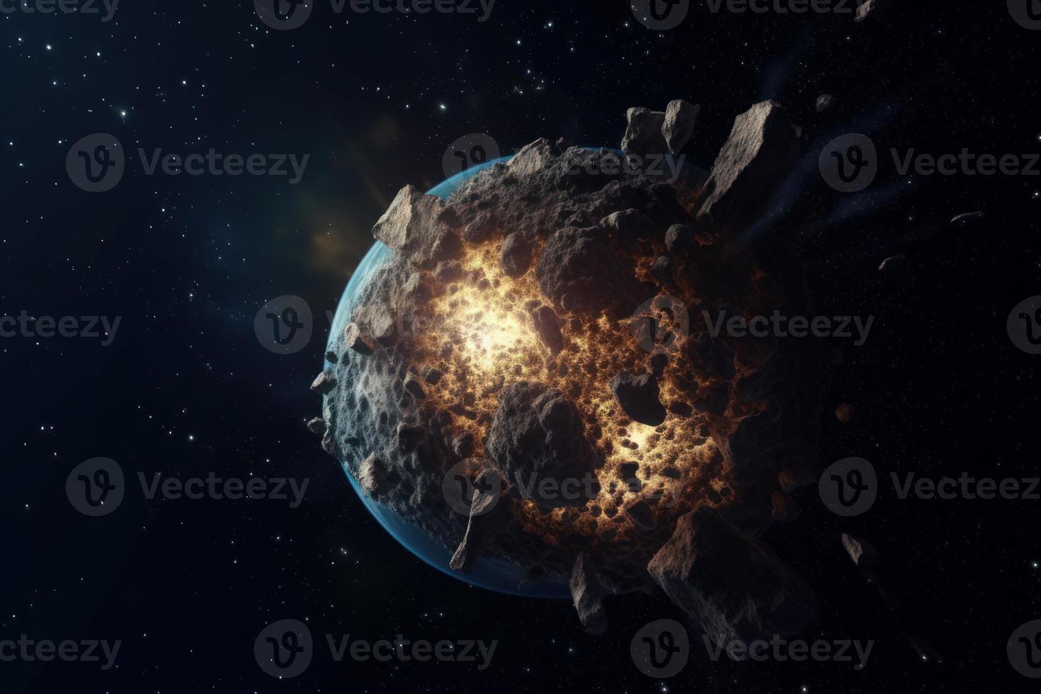 Asteroid earth colision. Generate Ai photo