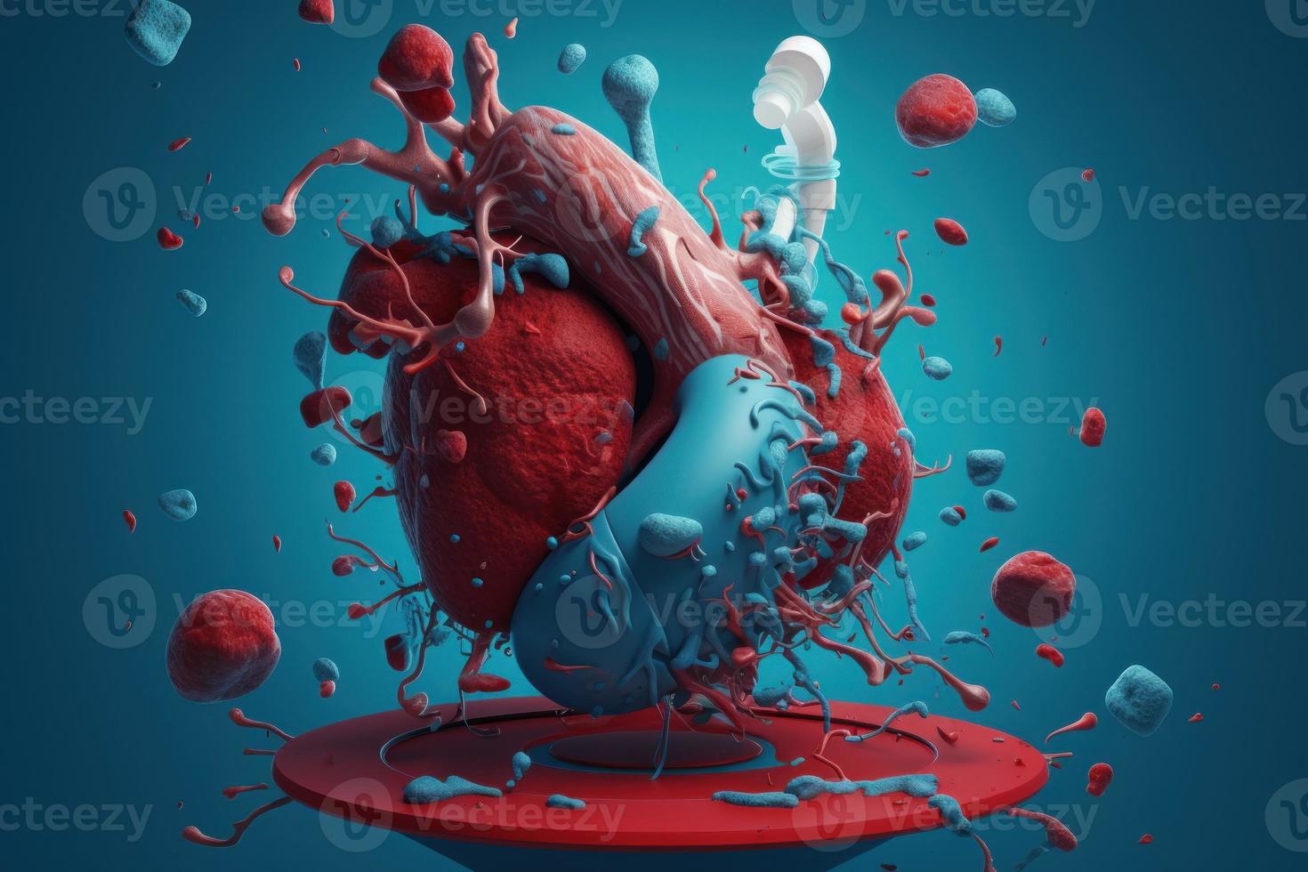 Thrombosis heart 3d. Generate Ai photo