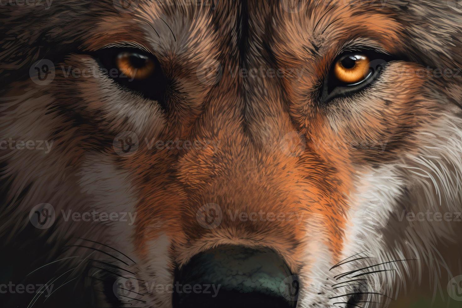 Wolf head closeup. Generate Ai photo