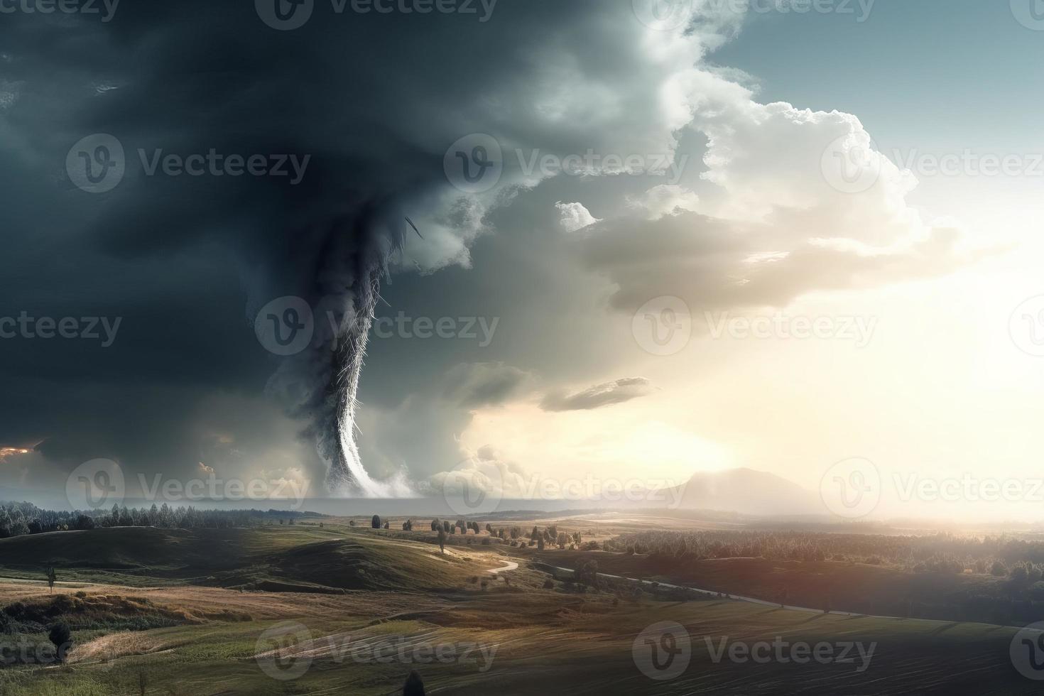Destructive torando vortex. Generate Ai photo