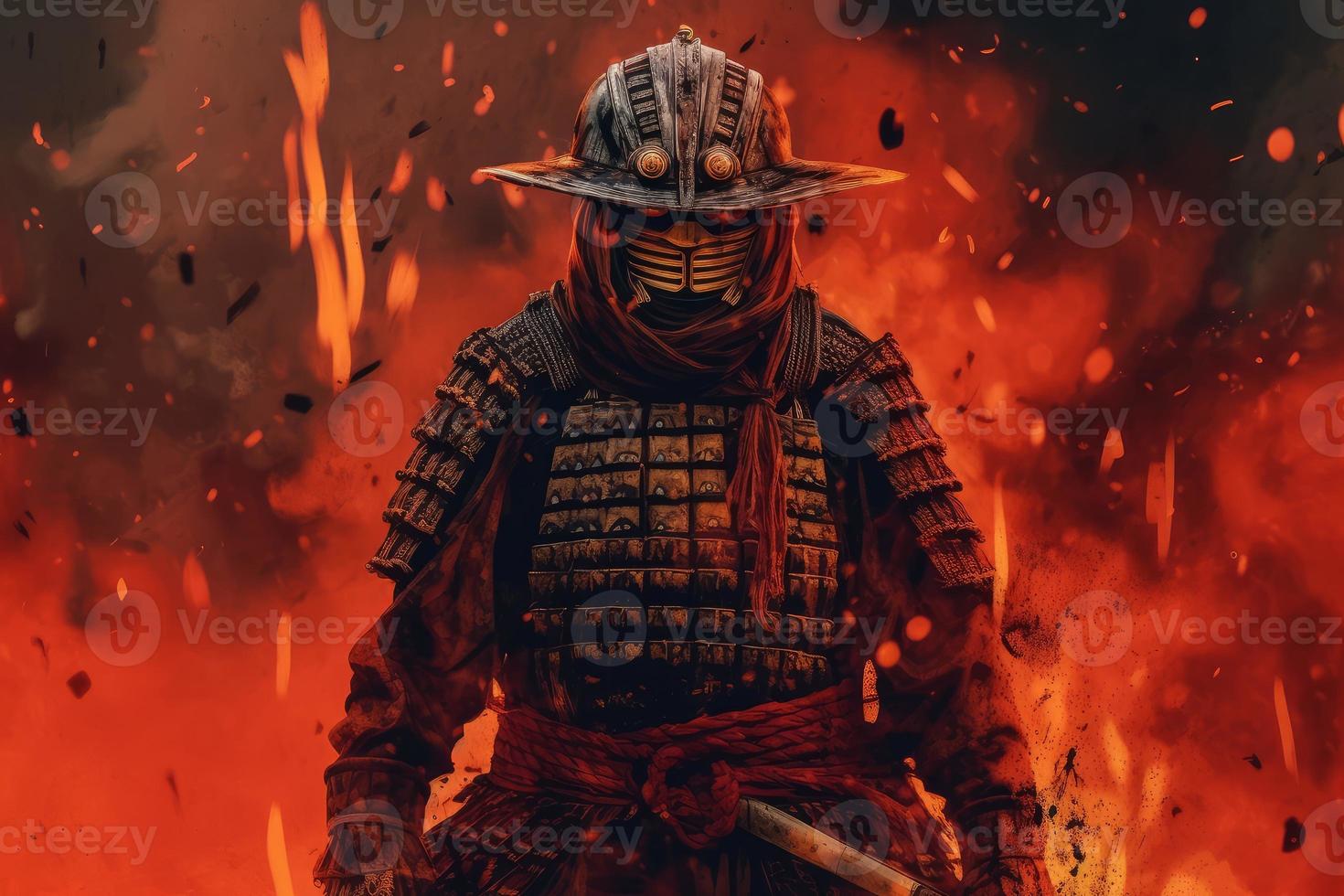 Samurai fire digitalart. Generate Ai photo