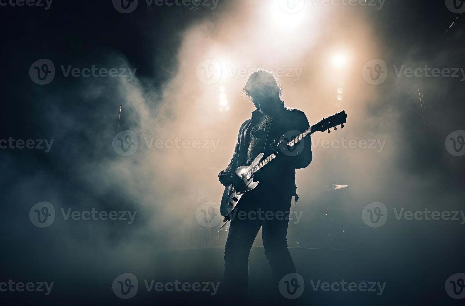 Guitar player smoke. Generate Ai photo
