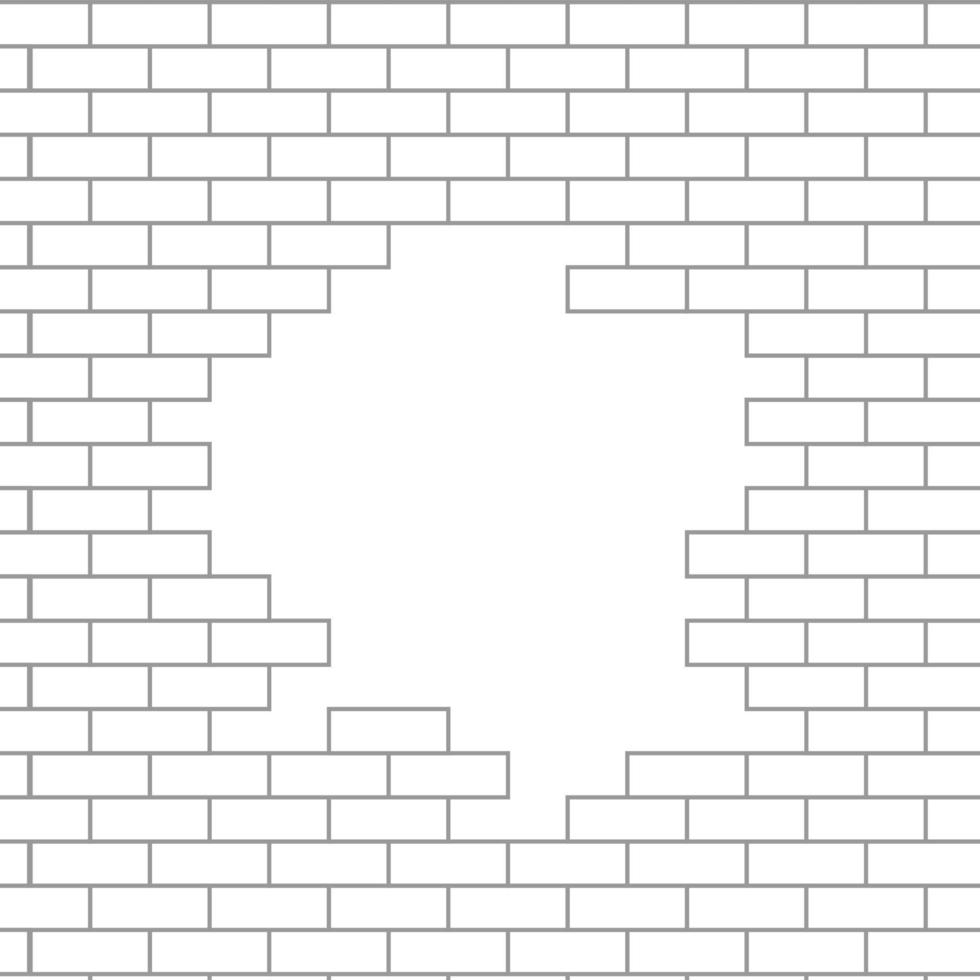 Hole in wall white brick vector