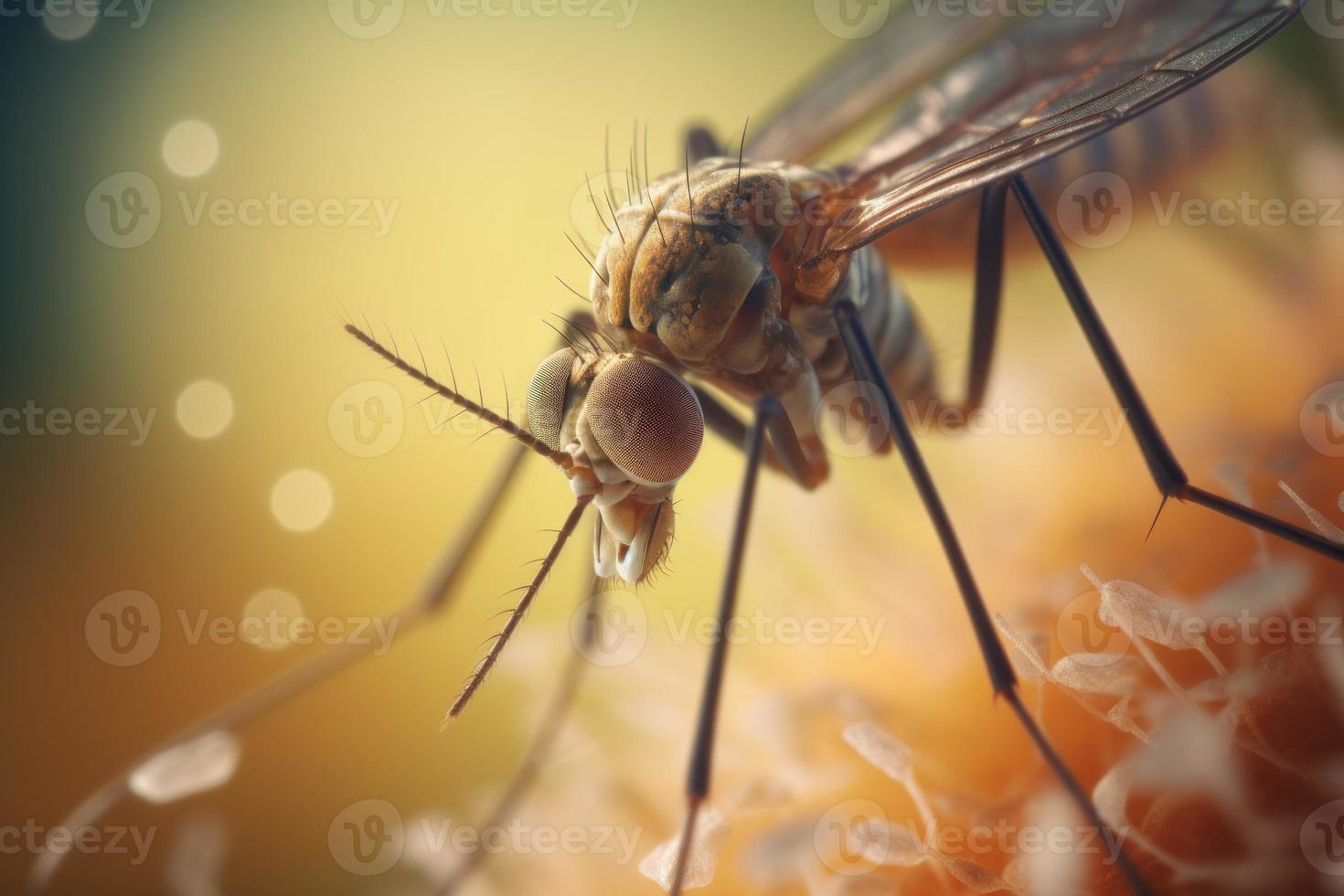 Mosquito on skin macroview. Generate Ai photo