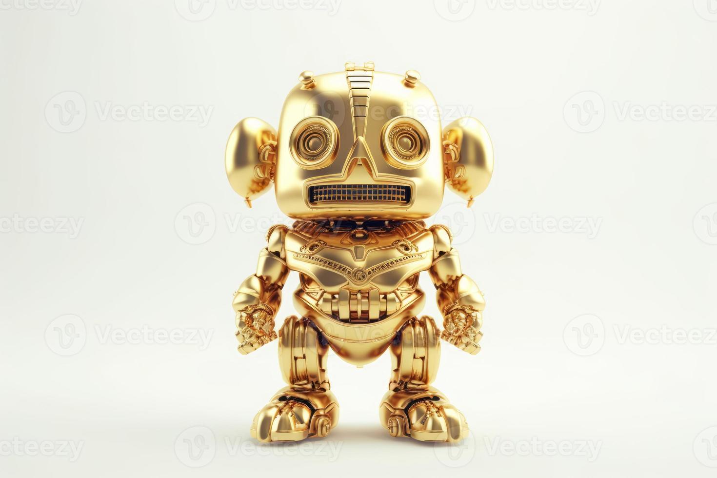 Small funny golden robot. Generate Ai photo