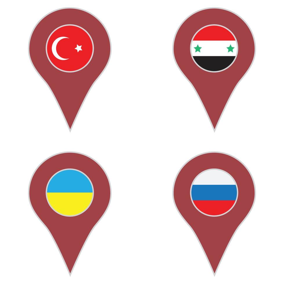 Pin location country set vector